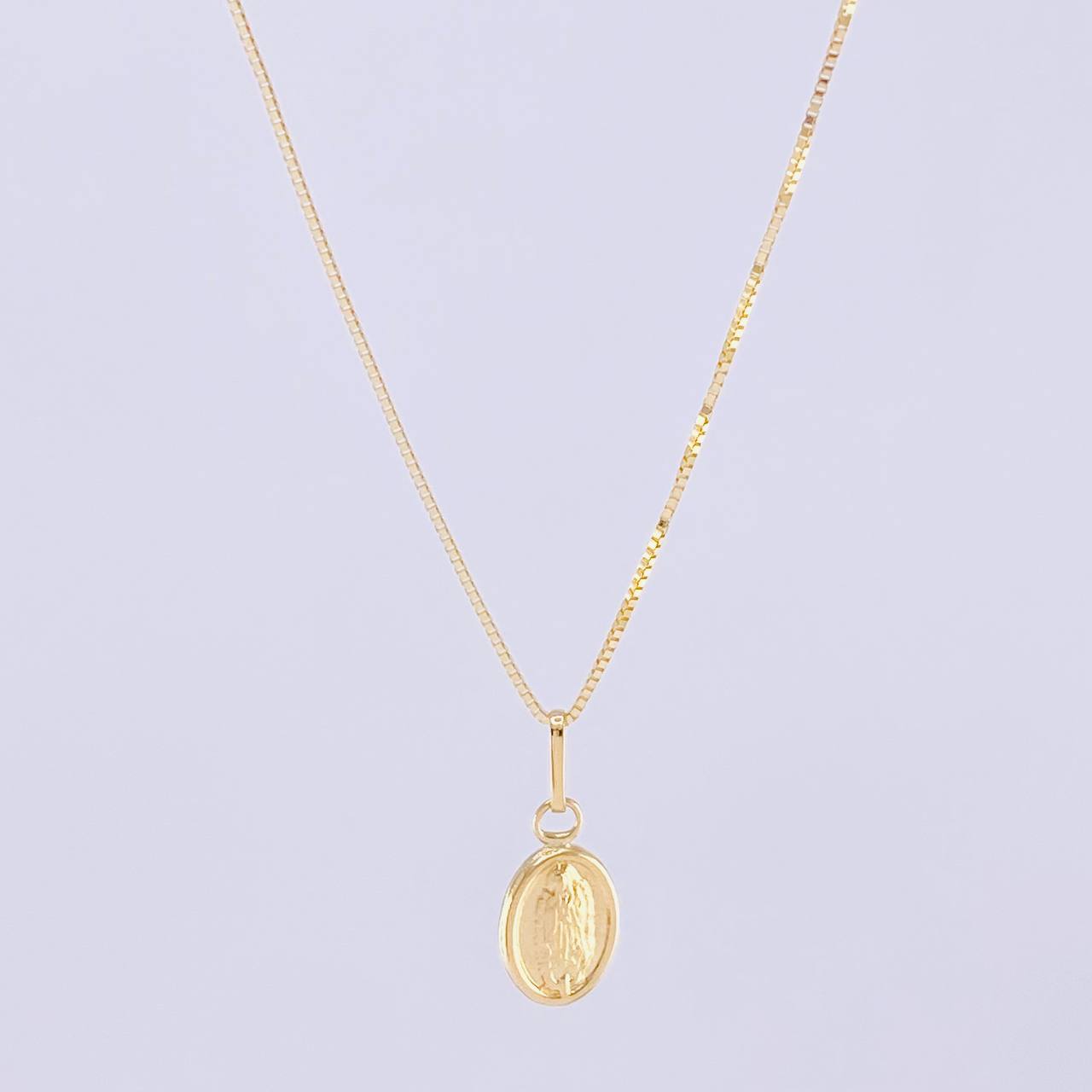 Set Cadena Veneciana + Dije Virgen de Guadalupe / 1.3g / 45cm Oro Amarillo 18K