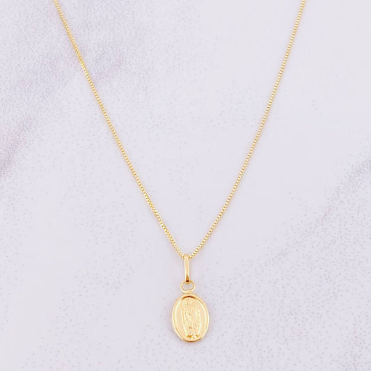 Set Cadena Veneciana + Dije Virgen de Guadalupe / 1.3g / 45cm Oro Amarillo 18K