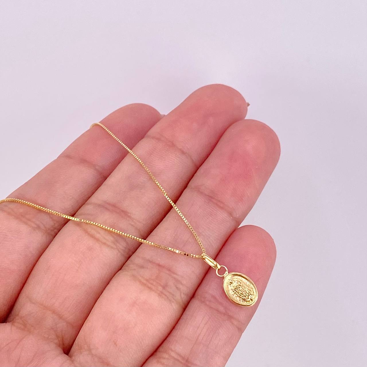 Set Cadena Veneciana + Dije Virgen de Guadalupe / 1.3g / 45cm Oro Amarillo 18K