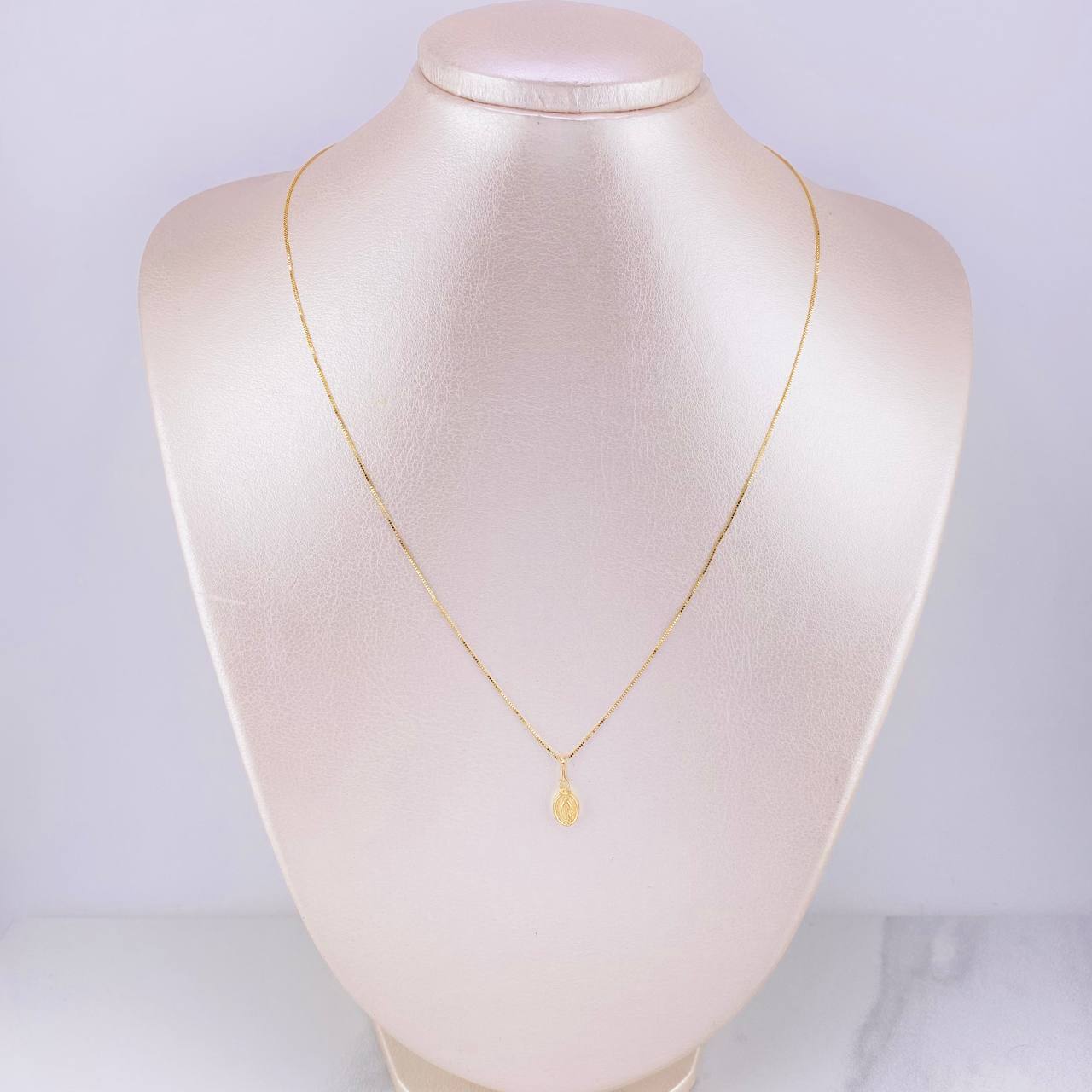 Set Cadena Veneciana + Dije Virgen Milagrosa / 1.4g / 45cm Oro Amarillo 18K