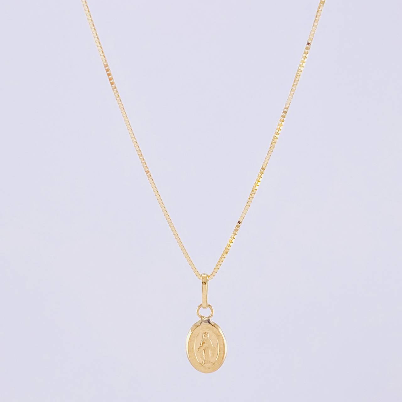 Set Cadena Veneciana + Dije Virgen Milagrosa / 1.35g / 45cm Oro Amarillo 18K