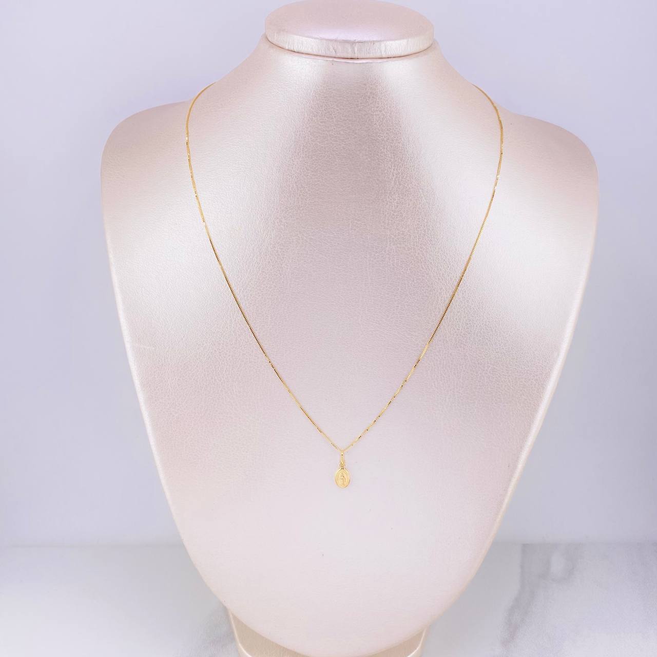 Set Cadena Veneciana + Dije Virgen Milagrosa / 1.35g / 45cm Oro Amarillo 18K