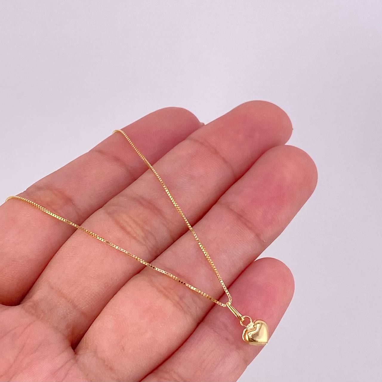 Set Cadena Veneciana + Dije Corazón / 1.35g / 45cm Oro Amarillo 18K