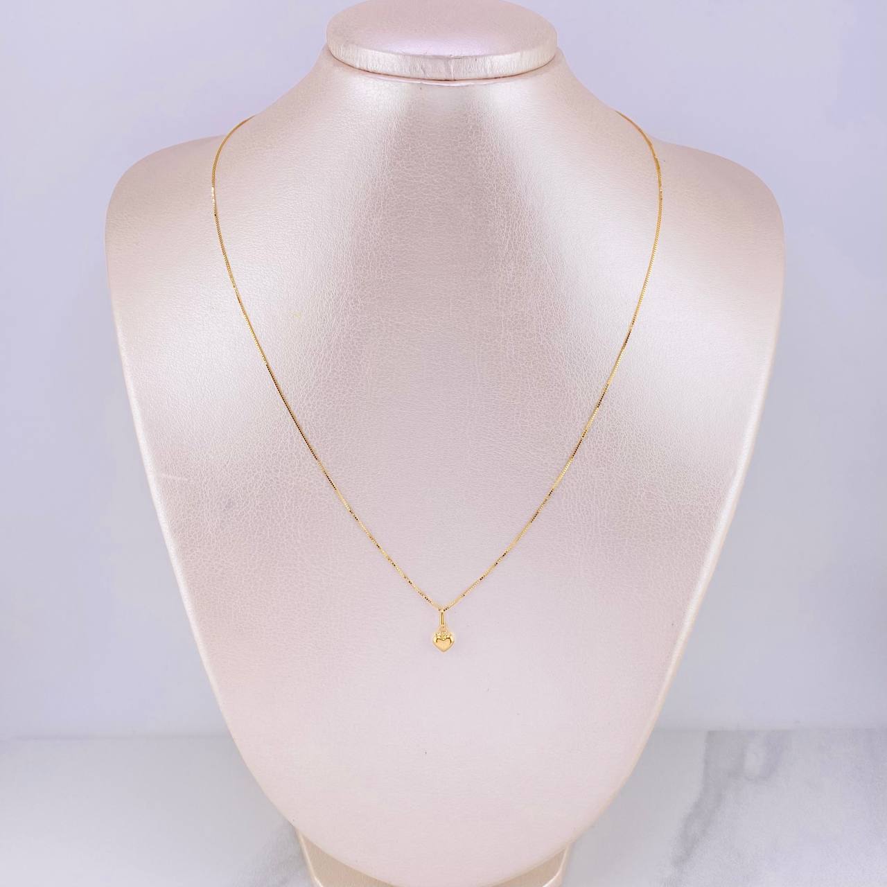 Set Cadena Veneciana + Dije Corazón / 1.35g / 45cm Oro Amarillo 18K