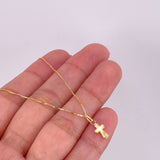 Set Cadena Veneciana + Dije Cruz Puntas Curvas / 1.3g / 45cm Oro Amarillo 18K