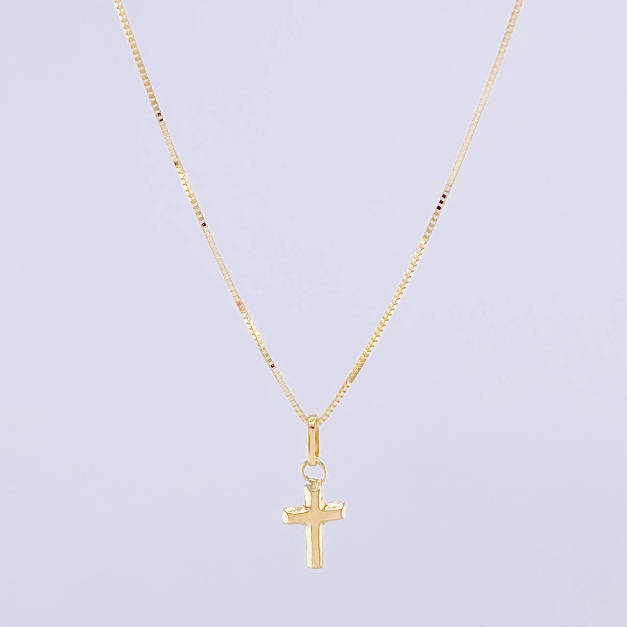 Set Cadena Veneciana + Dije Cruz / 1.3g / 45cm Oro Amarillo 18K