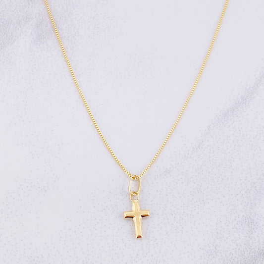 Set Cadena Veneciana + Dije Cruz / 1.3g / 45cm Oro Amarillo 18K