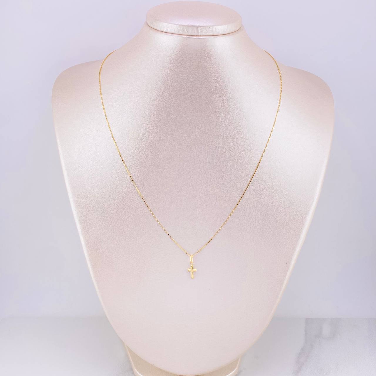 Set Cadena Veneciana + Dije Cruz / 1.3g / 45cm Oro Amarillo 18K