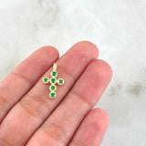 Dije Crúz Mini Aros 0.8gr / 1.7cm / Esmeraldas 40pts Oro Amarillo 18K (Joya)