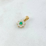 Dije Flor Ocho Petalos 0.85gr / 1.3cm / Esmeralda 8pts Diamantes 28pts Oro Amarillo 18K (Joya) ©