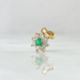 Dije Flor Ocho Petalos 0.85gr / 1.3cm / Esmeralda 8pts Diamantes 28pts Oro Amarillo 18K (Joya) ©