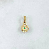Dije Espiral 0.85gr / 1.5cm / Esmeraldas 16pts Oro Amarillo 18K (Joya) ©