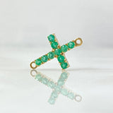 Herraje Crúz Tupida 0.9gr / 1.8cm / Esmeraldas 33pts  Oro Amarillo 18K (Joya) ©