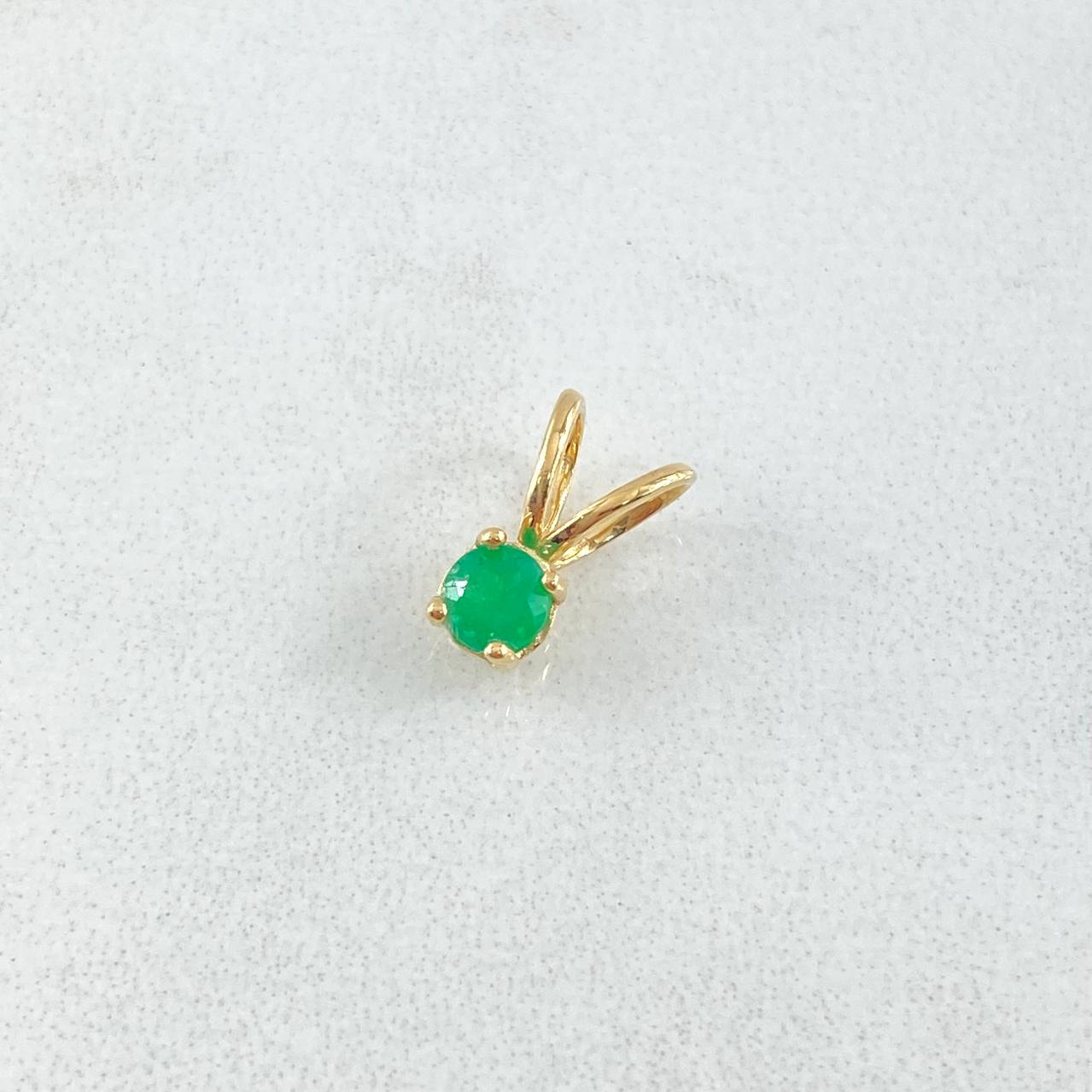 Dije Piedra Regalo 0.45gr / 0.8cm / Esmeraldas 18pts Oro Amarillo 18K (Joya) ©