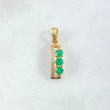 Dije Trio Curvo 1.75gr / 2.4cm / Esmeraldas 33pts Diamantes 20pts Oro Amarillo 18K (Joya) ©