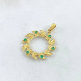 Dije Hojas en Espiral 2.9gr / 3cm / Esmeraldas 18pts Oro Amarillo 18K (Joya) ©