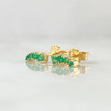 Topos Trio Curvo 1.3gr / 9mm Esmeraldas 23pts Oro Amarillo 18K (Joya) ©