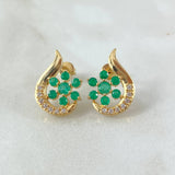 Topos Flor Luna 4.75gr / 1.7cm / Esmeraldas 61pts Diamantes 20pts Oro Amarillo 18K (Joya) ©