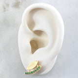 Topos Bote Curvo 3.7gr / 1.7cm / Esmeraldas 28pts Oro Amarillo 18K (Joya) ©