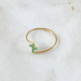 Anillo Crúz 1.15gr / T8 1/4 / Esmeraldas 12pts Oro Amarillo 18K (Joya) *