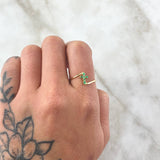 Anillo Crúz 1gr / T7 1/2 / Esmeraldas 12pts Oro Amarillo 18K (Joya)