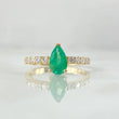 Anillo Solitario Gota 2.55gr / T6 3/4 / Esmeralda 80pts Diamantes 24pts Oro Amarillo 18K (Joya) ©