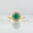 Anillo Ovalo Tupido 3.15gr / T7 / Esmeralda 62pts Diamantes 17pts Oro Amarillo 18K (Joya) ©