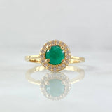 Anillo Ovalo Tupido 3.15gr / T7 / Esmeralda 62pts Diamantes 17pts Oro Amarillo 18K (Joya) ©