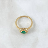 Anillo Ovalo Tupido 3.15gr / T7 / Esmeralda 62pts Diamantes 17pts Oro Amarillo 18K (Joya) ©