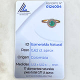 Anillo Ovalo Tupido 3.15gr / T7 / Esmeralda 62pts Diamantes 17pts Oro Amarillo 18K (Joya) ©