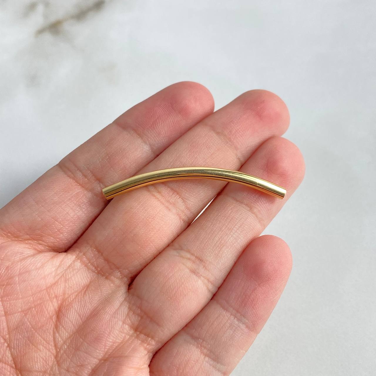 Herraje Tubular Trenzado Circular 1.1gr / 4cm / 3mm Oro Amarillo