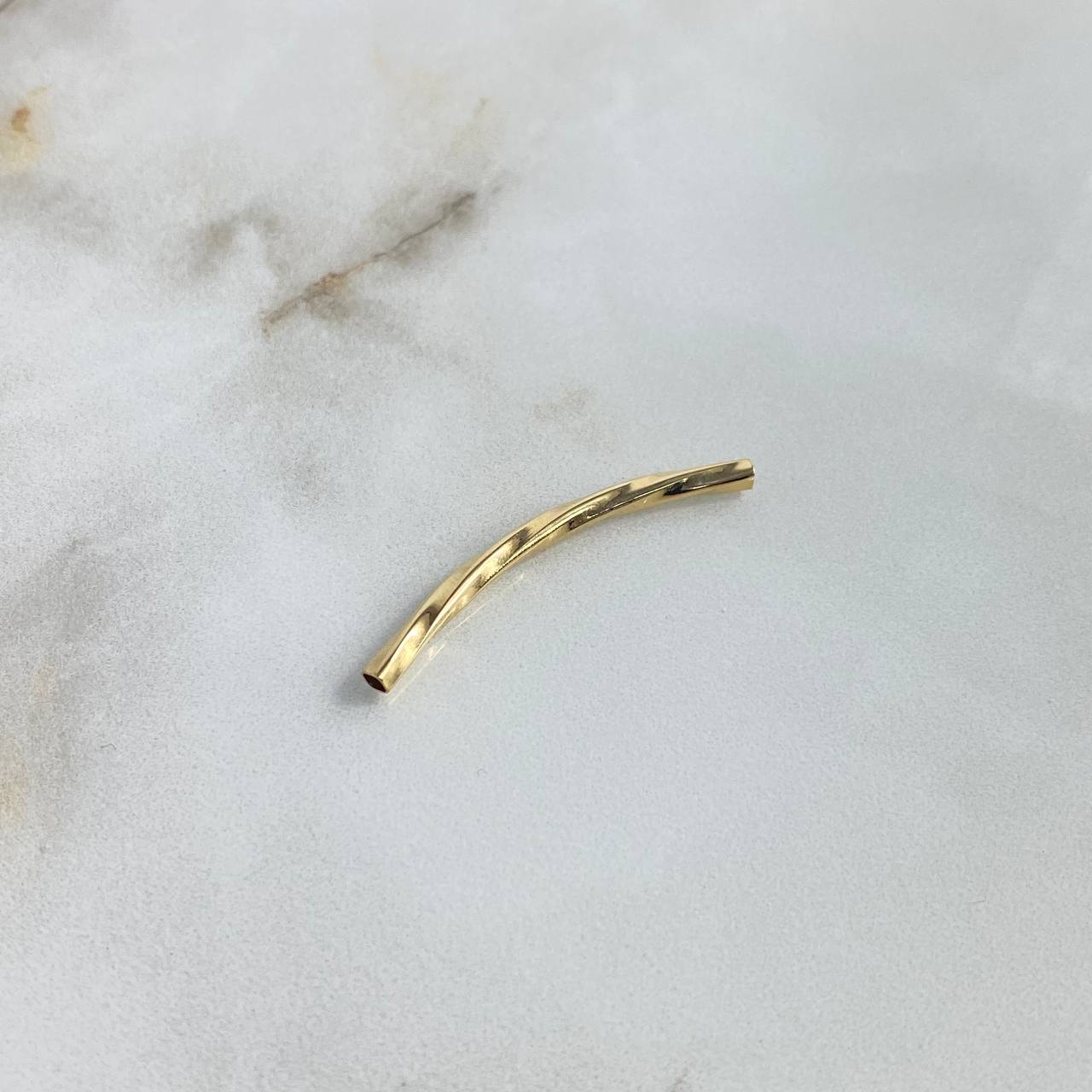 Herraje Tubular Trenzado Cuadrado 0.85gr / 4cm / 3mm Oro Amarillo