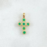 Dije Crúz Mini Aros 0.95gr / 1.7cm / Esmeraldas 59pts Oro Amarillo 18K (Joya) ©