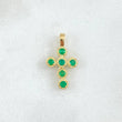 Dije Crúz Mini Aros 0.9gr / 1.7cm / Esmeraldas 40pts Oro Amarillo 18K (Joya)