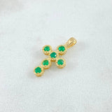 Dije Crúz Mini Aros 1gr / 2cm / Esmeraldas 50pts Oro Amarillo 18K (Joya)