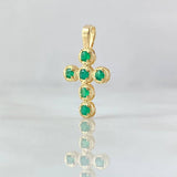 Dije Crúz Mini Aros 0.8gr / 1.7cm / Esmeraldas 40pts Oro Amarillo 18K (Joya) ©
