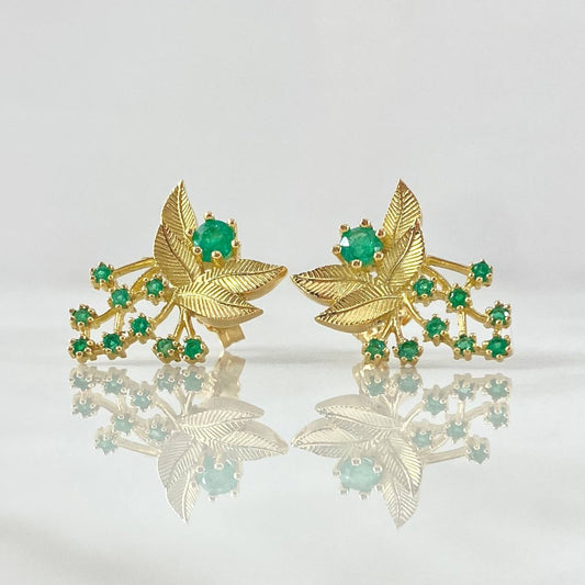 Topos Muerdago Tupido 4.1gr / 1.7cm / Esmeraldas 64pts Oro Amarillo 18K (Joya) ©