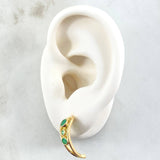 Topos Curvas Trio Huecas 3.95gr / 1.7cm / Esmeraldas 53pts Oro Amarillo 18K (Joya) ©