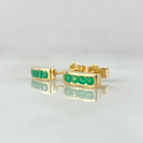 Topos Carril Curvo 1.9gr / 1cm / Esmeraldas 20pts Oro Amarillo 18K (Joya) ©