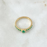 Anillo Solitario Lineas Tupidas 2.45gr / T6 1/4 / Esmeraldas 36pts Oro Amarillo 18K (Joya) ©