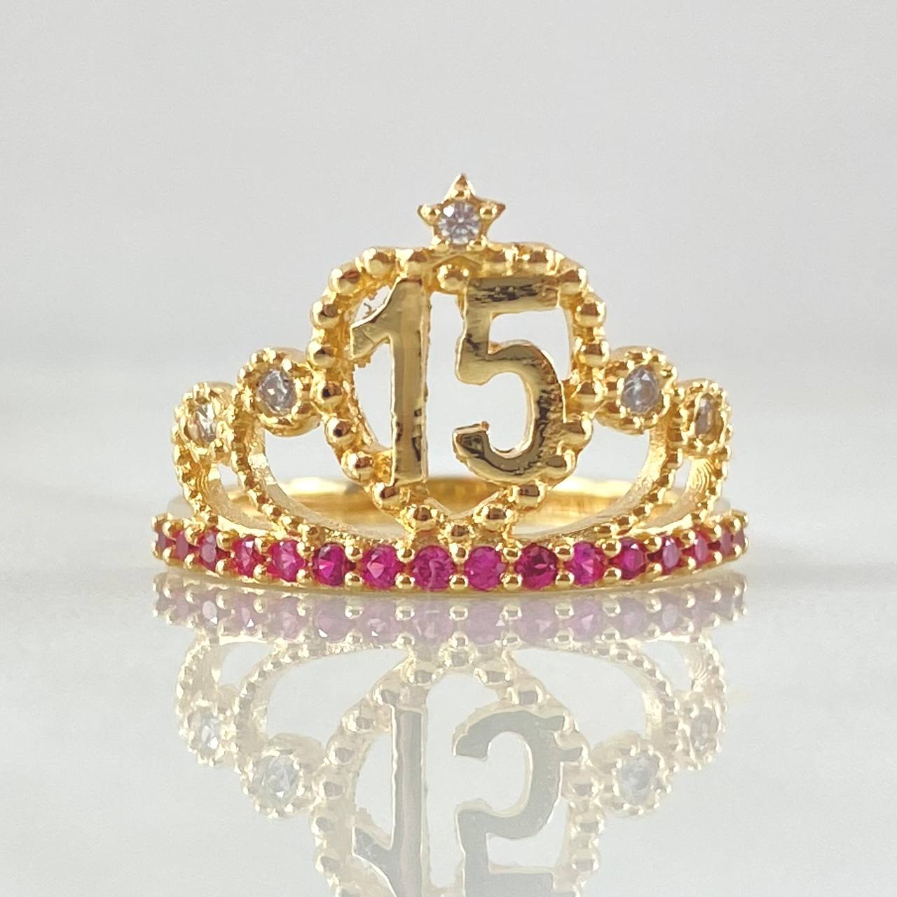 Anillo 15s Corona Estrellada 2.85gr / T5 / Oro 18K *