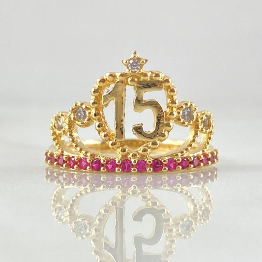 Anillo 15s Corona Estrellada 2.85gr / T5 / Oro 18K *