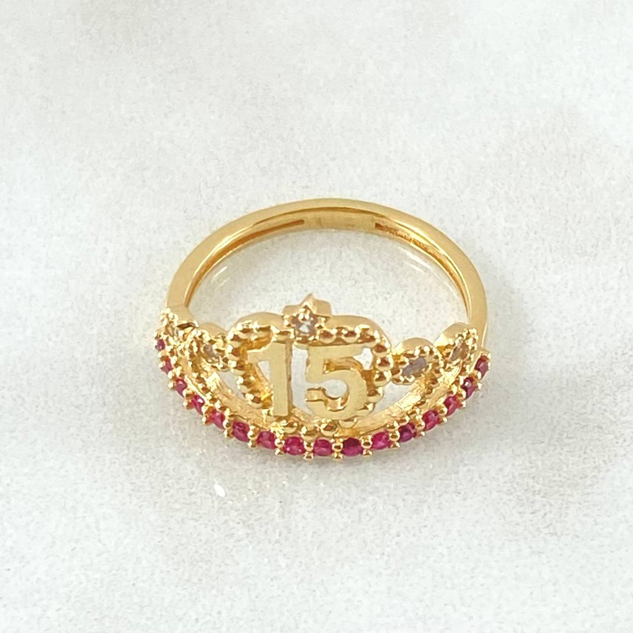 Anillo 15s Corona Estrellada 2.95gr / T6 1/2 / Oro 18K