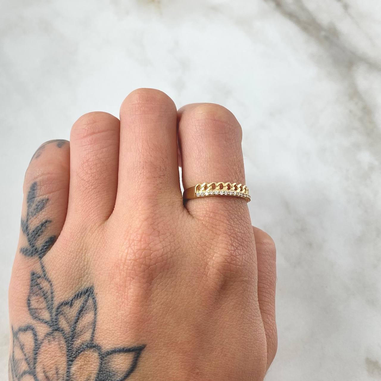 Anillo Carril Cubano 1.8gr / T6 / Oro 18K *