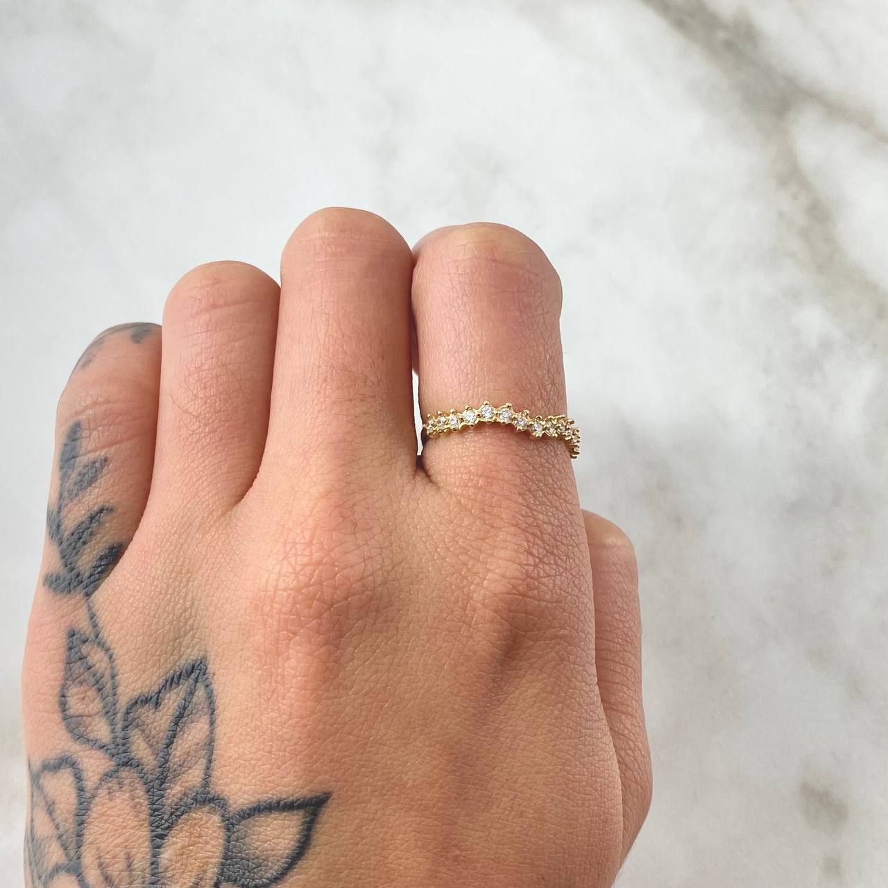 Anillo Ola Curva Tupida 1.3gr / T6 / Oro 18K *