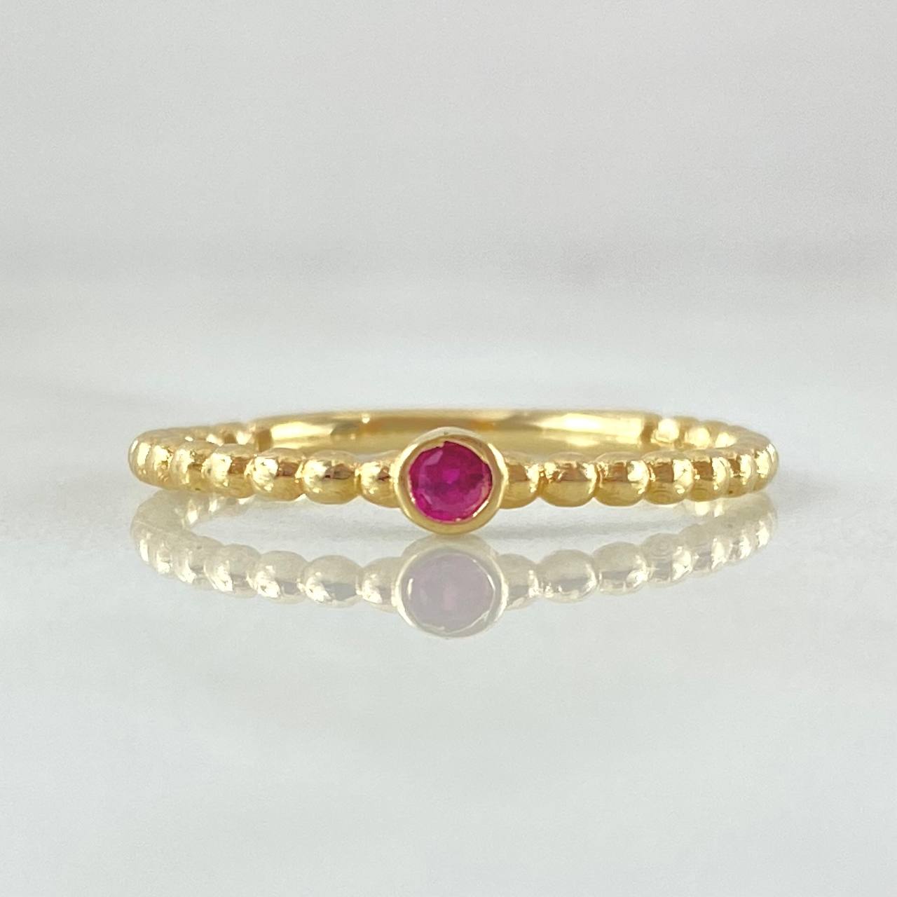 Anillo Solitario Bisel Esfera 1.65gr / T7 / Oro 18K *
