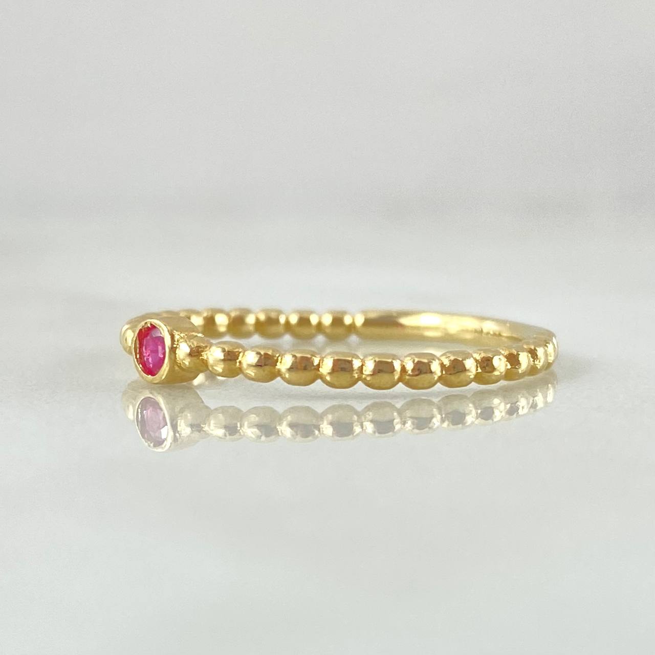Anillo Solitario Bisel Esfera 1.65gr / T7 / Oro 18K *
