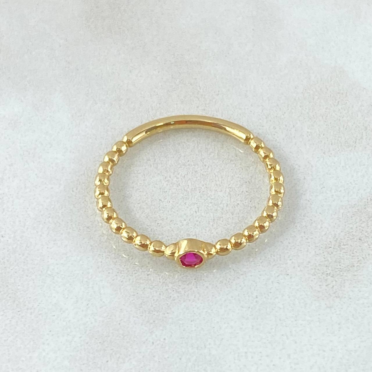 Anillo Solitario Bisel Esfera 1.65gr / T7 / Oro 18K *
