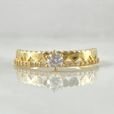 Anillo Solitario Carril Corazones 1.95gr / T6 1/2 / Oro 18K *