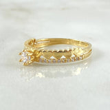 Anillo Solitario Carril Corazones 1.95gr / T6 1/2 / Oro 18K *